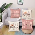 thumbnail image 2 of Pink Spring Pillow Covers 16x16 Inch Set of 4 Bloom Flower Bless This Home Sweet Home Pillowcases Spring Summer Farmhouse Decorations Cushion Cover for Sofa Couch, 2 of 6