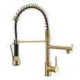 thumbnail image 2 of Kitchen Faucet with Pull Down Sprayer, Single Handle - 360° Rotation Sink Faucet for Kitchen, Laundry Room, Farmhouse - Commercial Style Gooseneck Gold + Kitchen + Contemporary + Ceramic + brass, 2 of 7