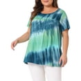 thumbnail image 4 of Agnes Orinda Women's Plus Size Tops Tie Dye Short Sleeve Casual Round Neck Pleated Summer Basic T Shirts 3X Blue Green, 4 of 6