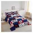 thumbnail image 3 of Ice Hockey Comforter Set Queen Size,Geometric Check Patchwork Stylish Bedding Set,Athlete Winter Sports Theme Down Comforter for Kids Teens Boys Bedroom Decor,Blue Red Duvet Insert,3pcs,2 Pillowcases, 3 of 5
