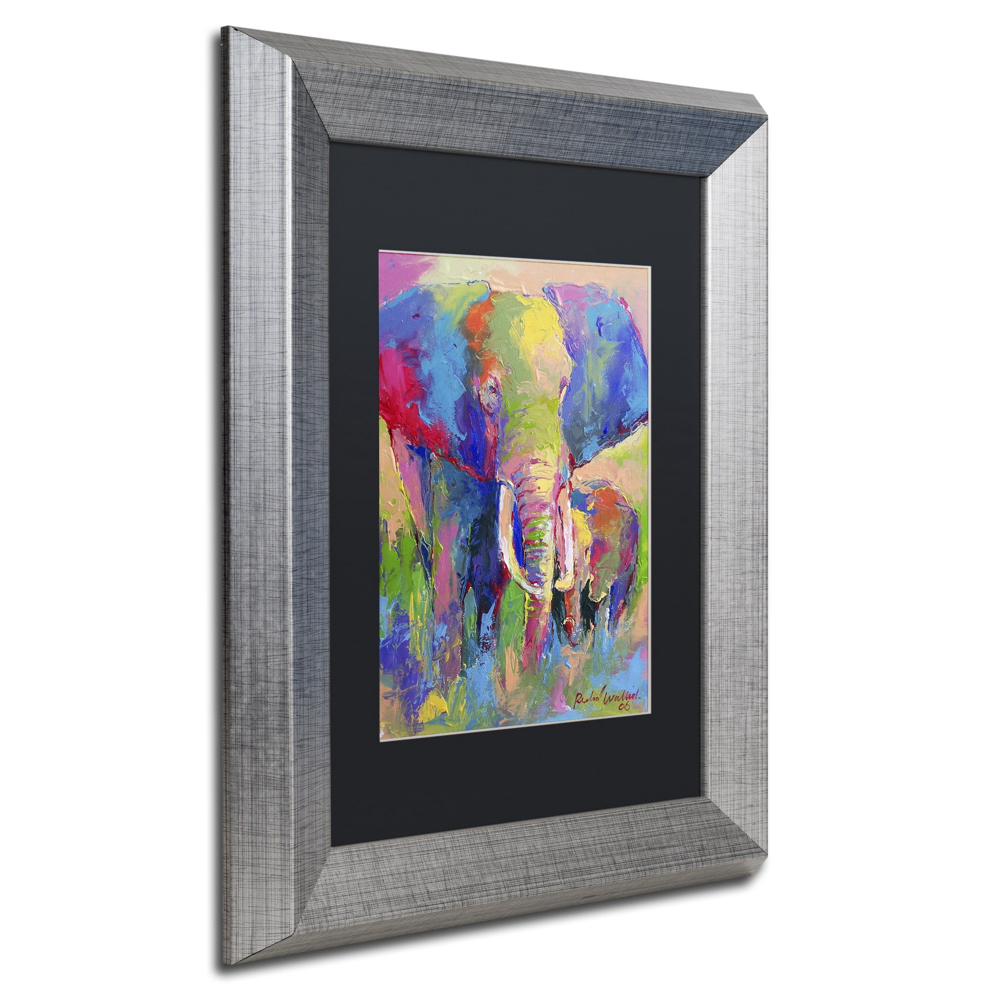 Richard Wallich 'Elephant 1' Black Matted Framed Art