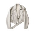 thumbnail image 4 of Bibifish Women's Jackets Dark Grey Faux Leather Moto Jackets Zip Up Cropped PU Coats Casual Trendy Long Sleeve Street Style Daily Wear Jackets, 4 of 5