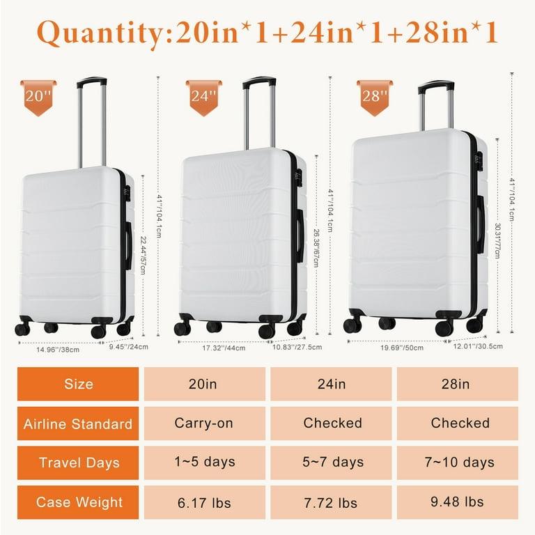 MCQ 28 inch Luggage, Hard Shell ABS Suitcase with Double Spinner