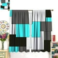 thumbnail image 6 of Beige Striped Kitchen Curtains, Midnight Blue Geometric Simple Retro 3-Piece Kitchen Curtain Valance and Tiers Set 36 Inch Length, Rod Pocket Half Window Curtains for Cafe Living Room Bathroom, 6 of 6