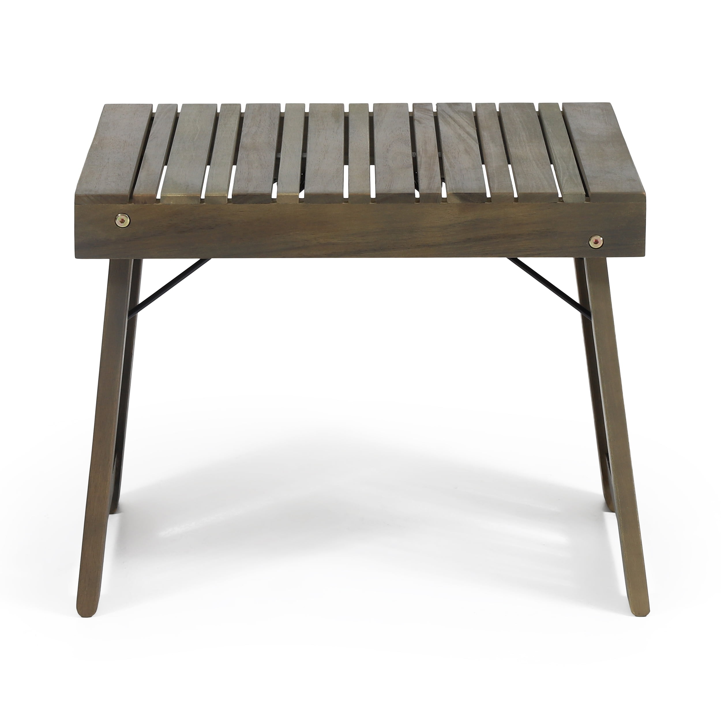 Euroco Foldable Acacia Wood Outdoor Side Table with Slatted Top, No Assembly Required