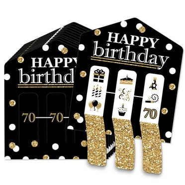 Big Dot of Happiness Adult 70th Birthday - Gold - Birthday Party Game Pickle Cards - Pull Tabs 3-in-a-Row - Set of 12