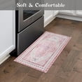 thumbnail image 4 of Pink Boho Kitchen Mats for Floor, White Flower Kitchen Rugs Set of 2 Carpet Area Rug, Floral Vintage Farmhouse Pink Boho Kitchen Decor and Accessories Stuff, 17x30 and 17x47 Inch, 4 of 7
