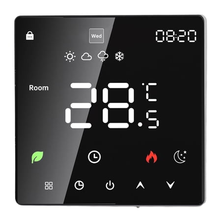 Rupoun 3A Digital LCD Display Touchscreen Hydronic Boiler Thermostat AC 90V-240V Without WiFi, White (1.6 x 3.4 in)