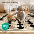 thumbnail image 4 of ODIKA Grid Checkered Trellis With Boho Geometric Border Accents Diamond Flowing for Small Living Room, Playroom, Bedroom, Easy Care Kids Safe, 4 of 7