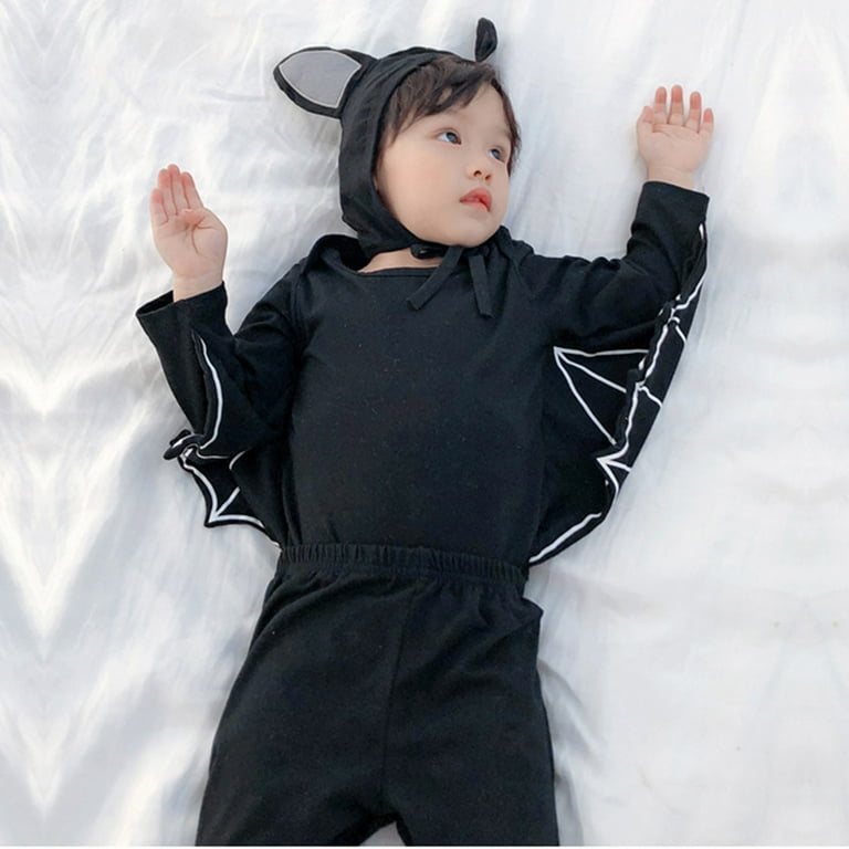 Muxiin Boys Halloween Bat Wing 3 Piece Set Long Sleeve Outfit for Toddler Fall Winter Party Dress Up Play