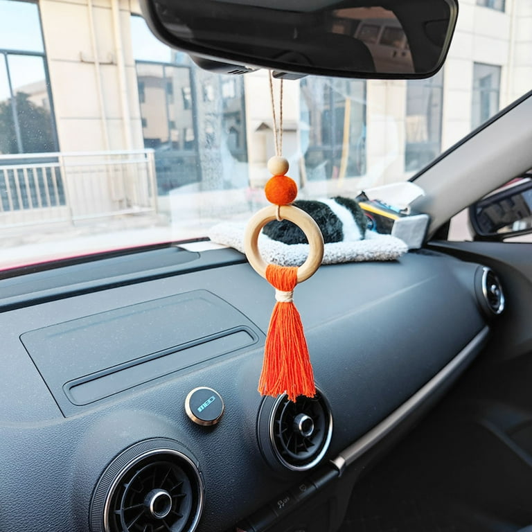 Cheers US Rear View Mirror Hanging ,Car Ornament，Ring Hanging Ornament  Tassel Car Hanging Accessories Wall Window Hanging for Home Decor  Meditation