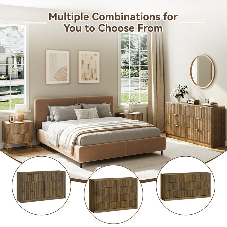 Youtrend 7 Drawer Dresser and Nightstand Sets for Bedroom,3 Piece Bedroom Dresser Set,Fluted Dressers and Nightstands, Modern Bedroom Set, Burlywood Youtrend 7 Drawer Dresser and Nightstand Sets for Bedroom,3 Piece Bedroom Dresser Set,Fluted Dressers and Nightstands, Modern Bedroom Set, Burlywood