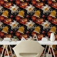 thumbnail image 2 of Ambesonne Retro Floral Peel & Stick Wallpaper for Home, Chrysanthemums Print, 13"x100", Earth Yellow Vermilion, 2 of 5