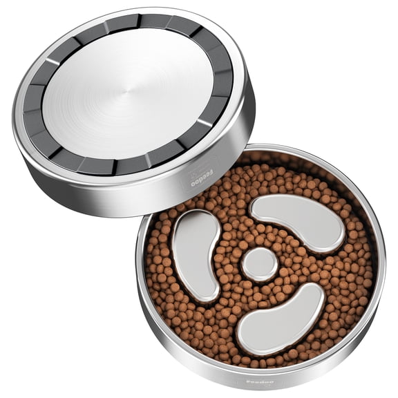 Feedoo 1-Cup Stainless Steel Slow Feeder Dog Bowl - Anti-Choking, Non-Slip Base, Dishwasher Safe (Small Size)