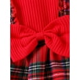thumbnail image 6 of Bagilaanoe Baby Girl Christmas Plaid Romper Dress Newborn Long Sleeve Bodysuit + Headband 3M 6M 9M 12M Infant Fall Patchwork A-line Dresses, 6 of 9