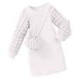 thumbnail image 2 of Auroural Girls Long Sleeve Knit Dress with Matching Mini Crossbody Bag Round Neck Ribbed Casual Outfit, 2 of 9