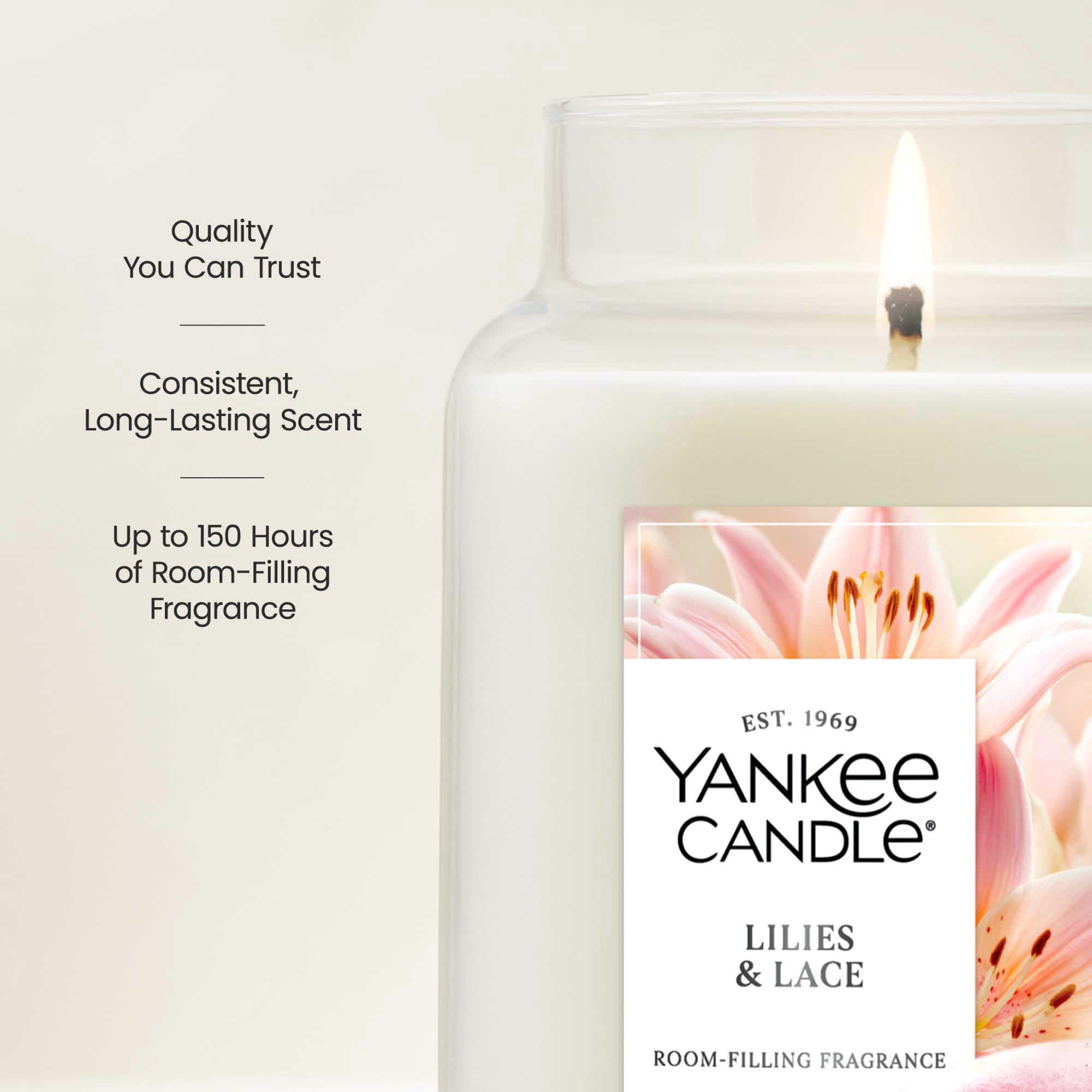 Yankee Candle Lilies & Lace Original Large Jar Scented Candles, 22 oz