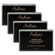SheaMoisture Face and Body Bar for Oily, Blemish-Prone Skin African Black Soap Paraben Free 3.5 oz 4 Count, facial cleanser