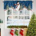 thumbnail image 3 of Christmas Snowman Tie Up Valances Curtain, Xmas Tree Deer Winter Snow Scene Navy Blue Adjustable Rod Pocket Short Window Treatment Tie Up Curtains Valances for Kitchen Living Room Bathroom 54x18 In, 3 of 9