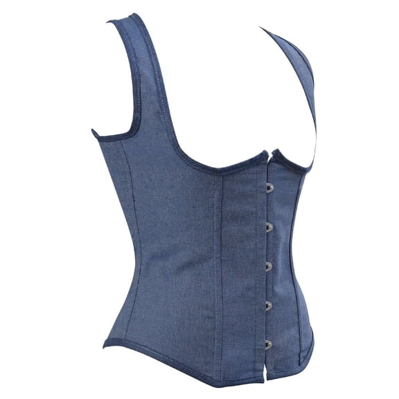 Steampunk Denim party Underbust Corset for Women Blue XL