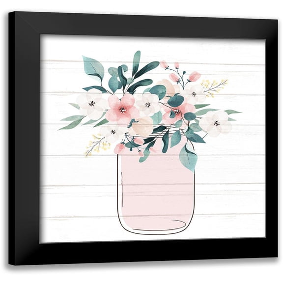 Allen, Kimberly 12x12 Black Modern Framed Museum Art Print Titled - Mason Jar Floral 10