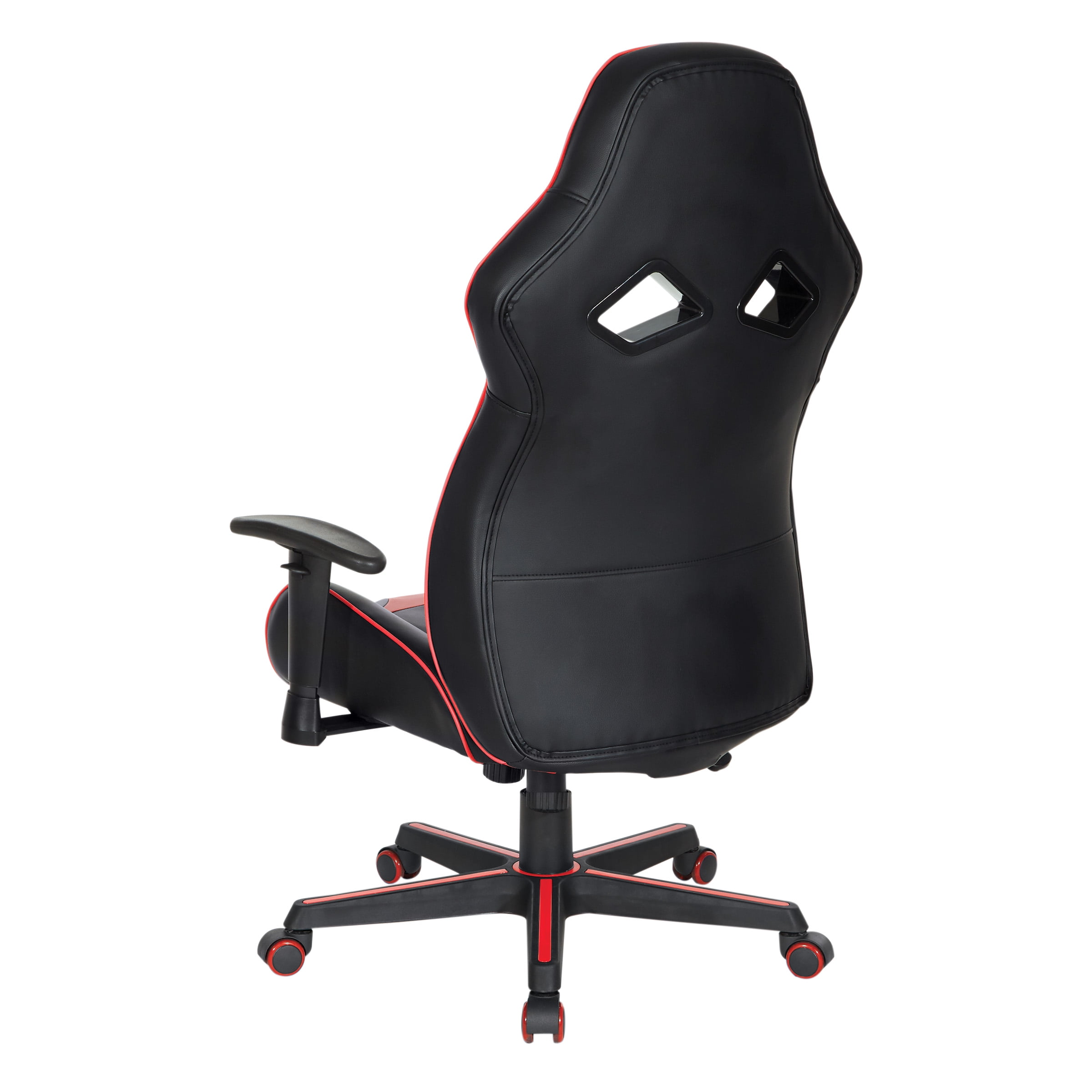 Vapor Gaming Chair in Black Faux Leather with Red Accents