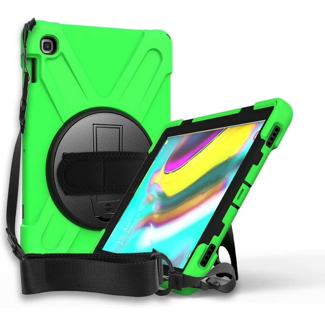 KOMI Shield Series Samsung Tab 10.1 Case SM-T510/T515 Samsung Galaxy Tab A 10.1 Case 2019 Shockproof Rugged Cover 360 Kickstand, Hand Strap & Shoulder Strap for Galaxy Tab A 10.1 Inch - Green