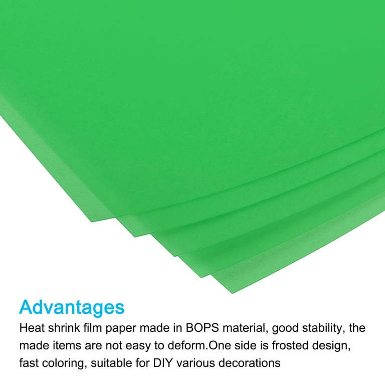 Uxcell Shrink Plastic Sheet 7.87 x 5.71 x 0.012 inch Sanded Shrink Films Paper Green 5 Pack, Size: 20cm x 14.5cm x 0.3mm
