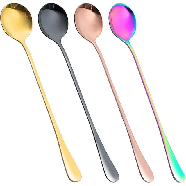 Latte Spoons,Stainless Steel Coffee Spoons Tea Spoon Set of 4 Long Handle Spoons Ideal for Latte Coffee