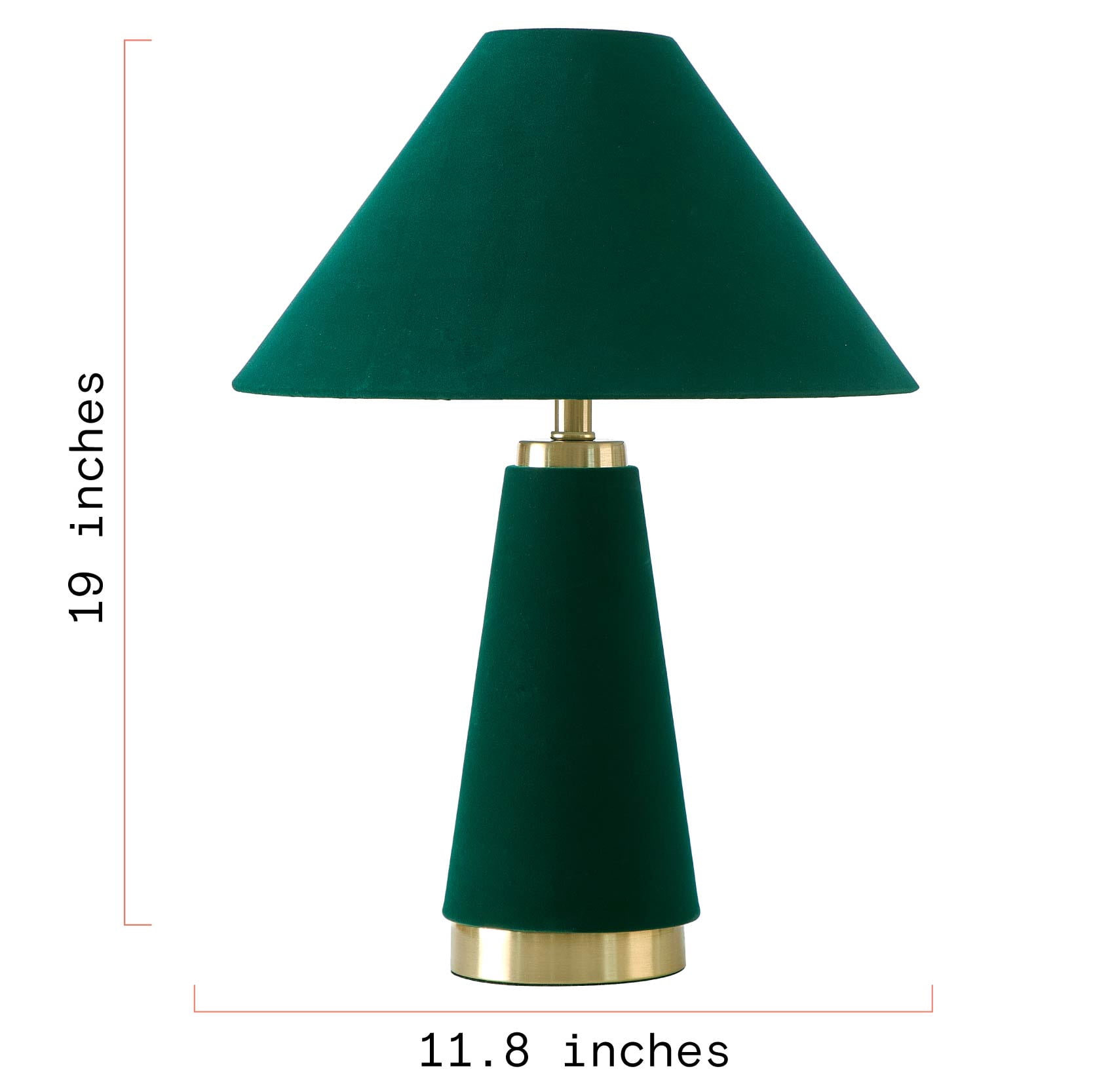 Beautiful Thyme Green Velvet Table Lamp by Drew Barrymore, 19" H