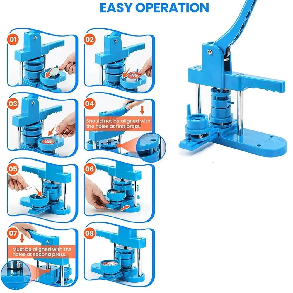 Blue Badge Button Maker Machine, 58MM Pin Badge Making Machine, DIY Pin Badge Punch Press ,Beginner-Friendly