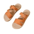 thumbnail image 5 of HomeDM Women's Espadrilles Flat Sandals Open Toe Slip On Summer Dressy Comfortable Slide Sandals, Orange Size 9, 5 of 8