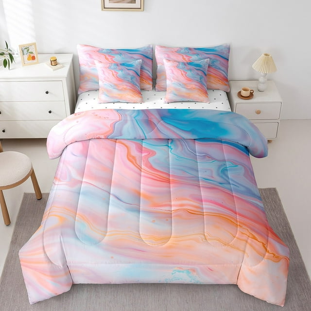 YST Ensemble de Literie à Dégradé Arc-en-Ciel avec Couette, Très Grand Lit, Polyester, Type Couette et Housse de Couette, 1 Unité