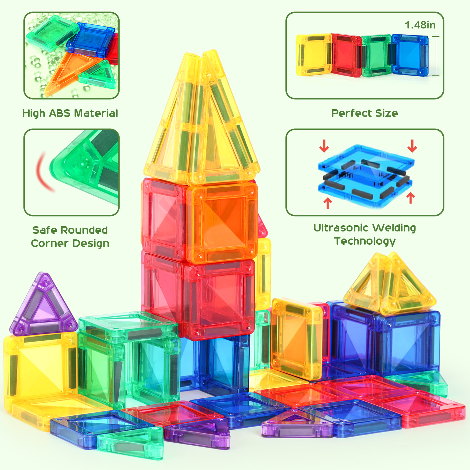 FunMagic 32-Piece Mini Magnetic Tiles Travel Set photo 4