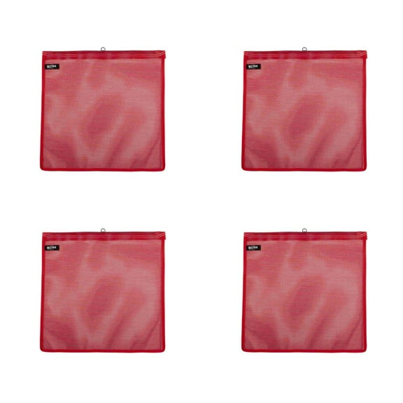 Red Safety Flag with Wire Loop DOT Compliant - 18 Inch x 18 Inch High Visibility Vinyl Mesh Warning Flags, 4 Pack