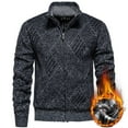 thumbnail image 2 of ibuvkizy Jackets for Men,Winter Coats for New Style Men Casual Fashion Fleecing Stand Collar Zipper Long Sleeve Knitted Sweater Coat Dark Gray,M, 2 of 7
