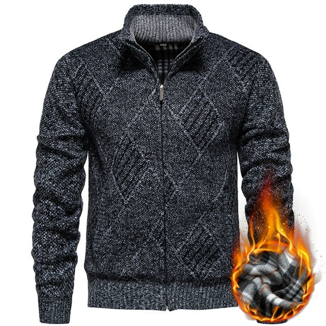 pstuiky manga larga para hombre, Suéter de punto de manga larga con cremallera y cuello alto de polar para hombre, estilo informal, a la moda Tops de hombre m