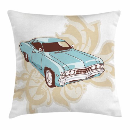 Cars Throw Pillow Cushion Cover, Classical Sport Car with Abstract