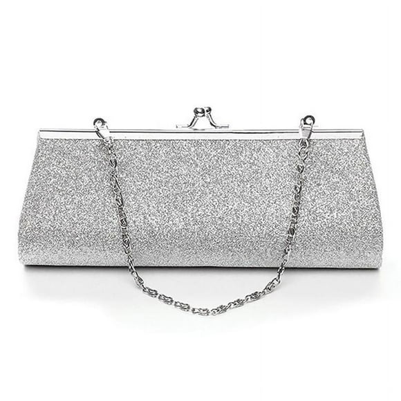 Fashion Women Glitter Silver Colors Clutch Purse Evening Party Wedding Banquet Handbag Shoulder Bag Elegant Bussiness Handbag