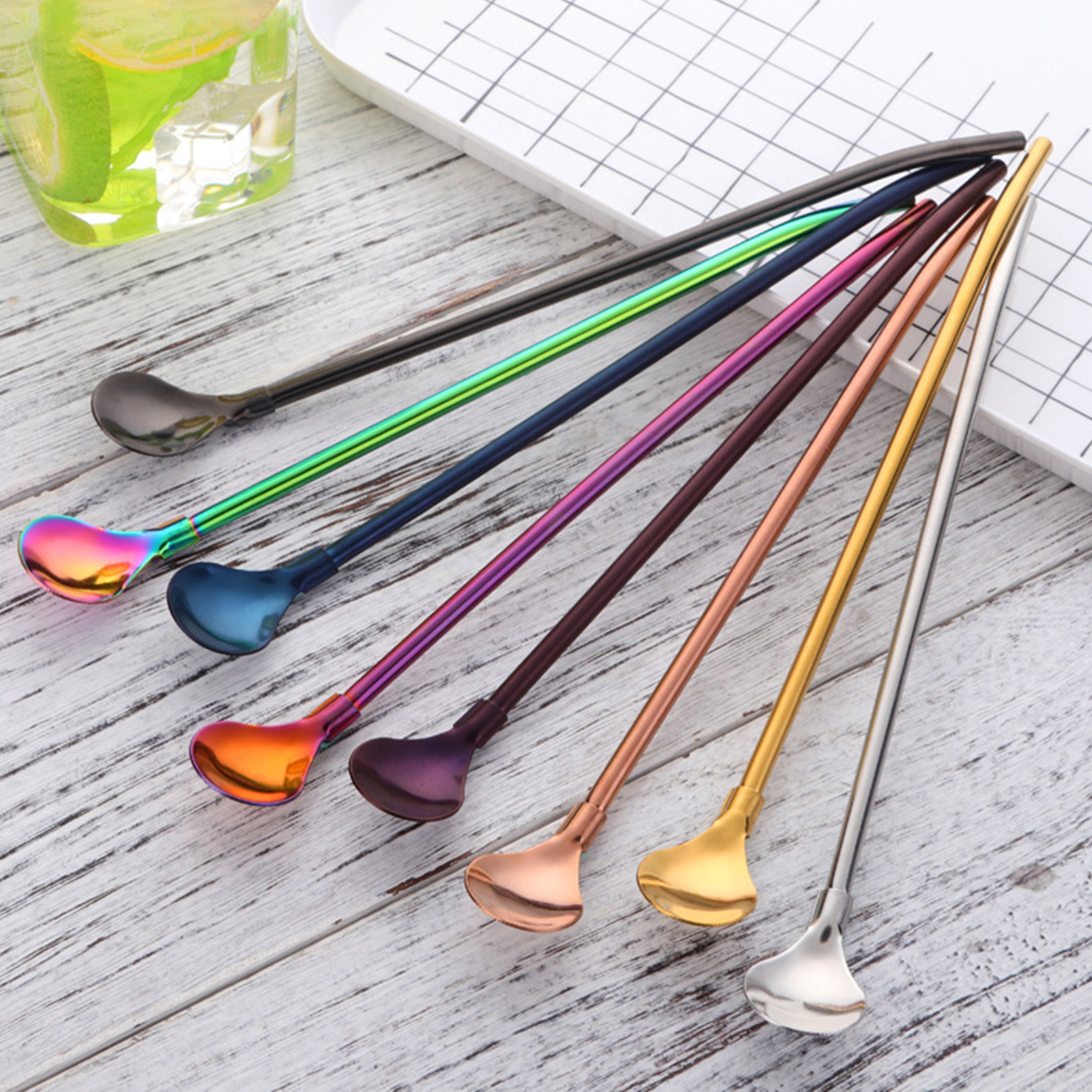 Exquisite Straw Spoon Corrosion Resistant Stainless Steel Decorative 2
