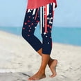 thumbnail image 5 of Cagogo Women Plus Size Capri Pants Elastic Waist Stretch Graphic Casual Beach Fit Leggings Summer Loose Cropped Lounge Trousers Beachwear Clothes, Navy 2XL, 5 of 5