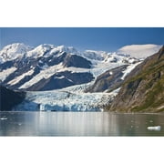Scenic View of Stairway Glacier R Flowing Into Surprise Glacier From Chugach Mountains & Then Into Surprise Inlet in Harriman Fjord Prince William Sound Southcentral Alaska Poster Print, 17 x 11