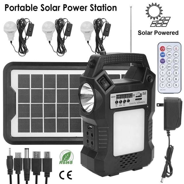 Estacion De Energia Generador Portatil Recargable Con Panel Solar y 3 Bombillas