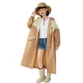 thumbnail image 2 of UACY Kids Rain Poncho with Hood Reusable Rain Jacket Lightweight & Durable Raincoats for Boys and Girls for Travel Outdoor (Khaki, 6-8 Years), 2 of 9