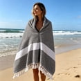 thumbnail image 5 of Beach Towel Oversized 39x71 Inch Soft Cotton Peshtemal Turkish Beach Towel with Fringes for Beach Pool and Summer Vacation, 5 of 7