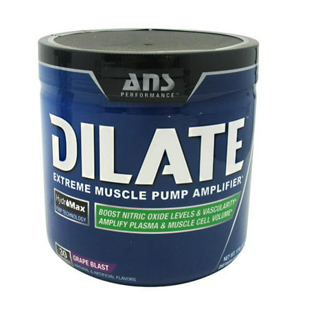 ANS Performance Dilate, Caffeine-Free Pre Workout & Nitric Oxide Booster, Extreme Muscle Pump Supplement, Grape Blast,