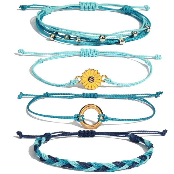 TINGN Sunflower String Bracelet Handmade Braided Rope Charms Boho ...