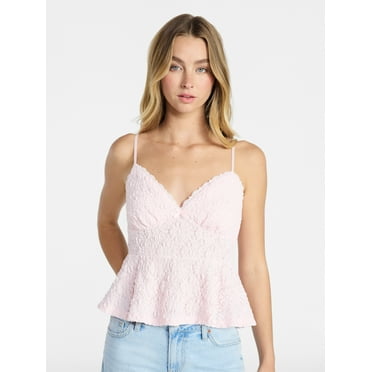 No Boundaries Peplum Lace Cami Top, Women’s XXS-XXL