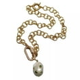 thumbnail image 5 of EOEMY Natural Cultured White Keshi Pearl Pendant Necklace Gold Plated Chain Necklace, 5 of 8