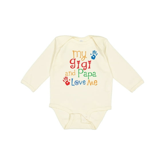 Inktastic Gigi and Papa Love Me Grandkids Boys or Girls Long Sleeve Baby Bodysuit
